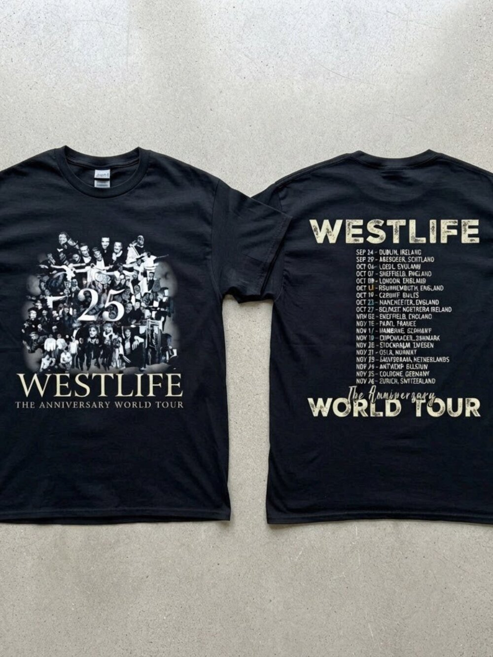 Westlife 25th Anniversary World Tour 2026 Black T-Shirt S-4XL